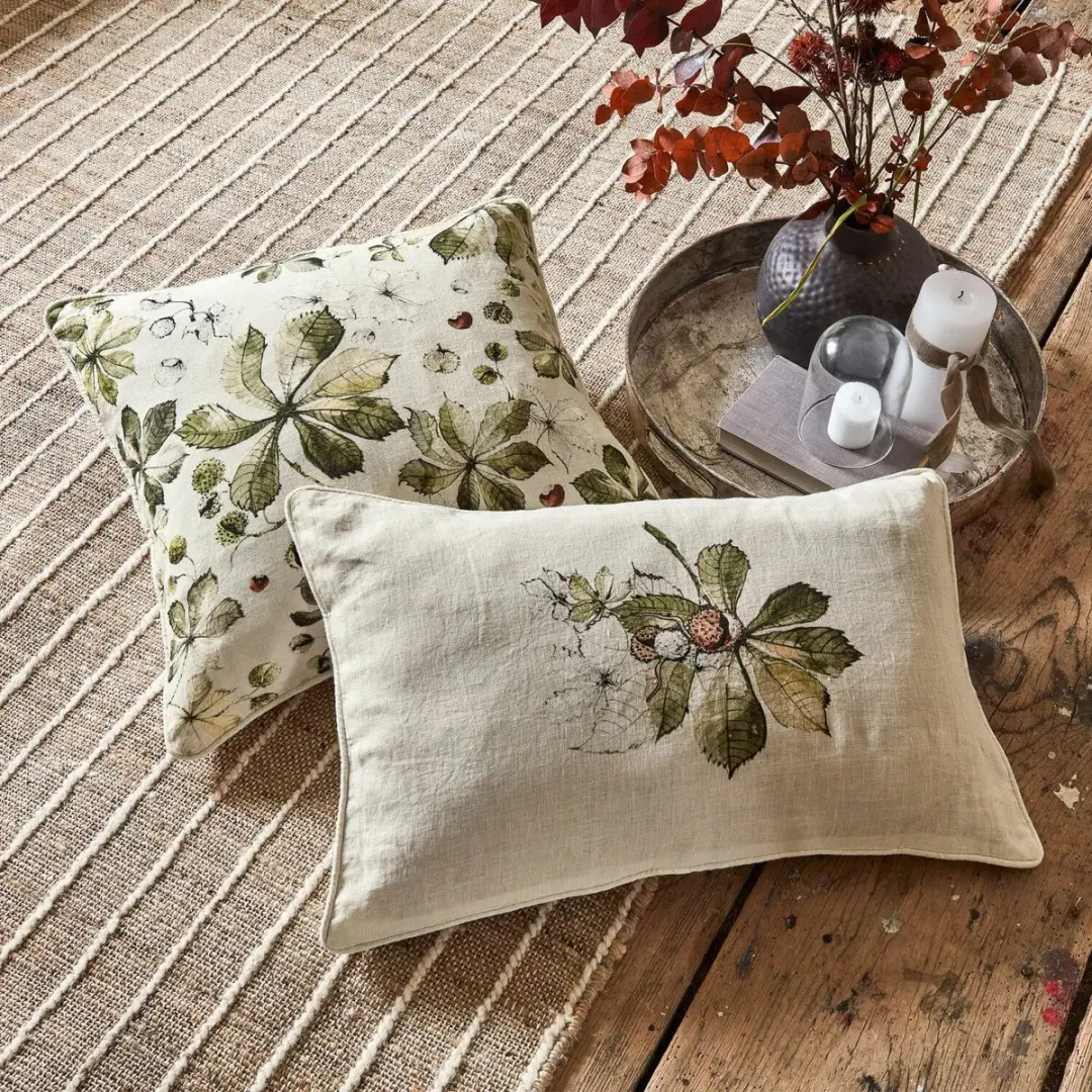 Loberon Kussenhoes Set 2 Stuks - Elsie - Wit/Groen - afbeelding 2 van 5