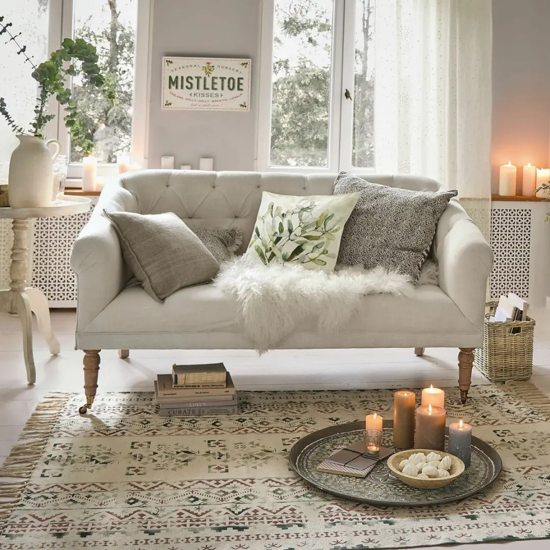 Loberon Kussenhoes Mistletoe - wit/groen - afbeelding 2 van 6