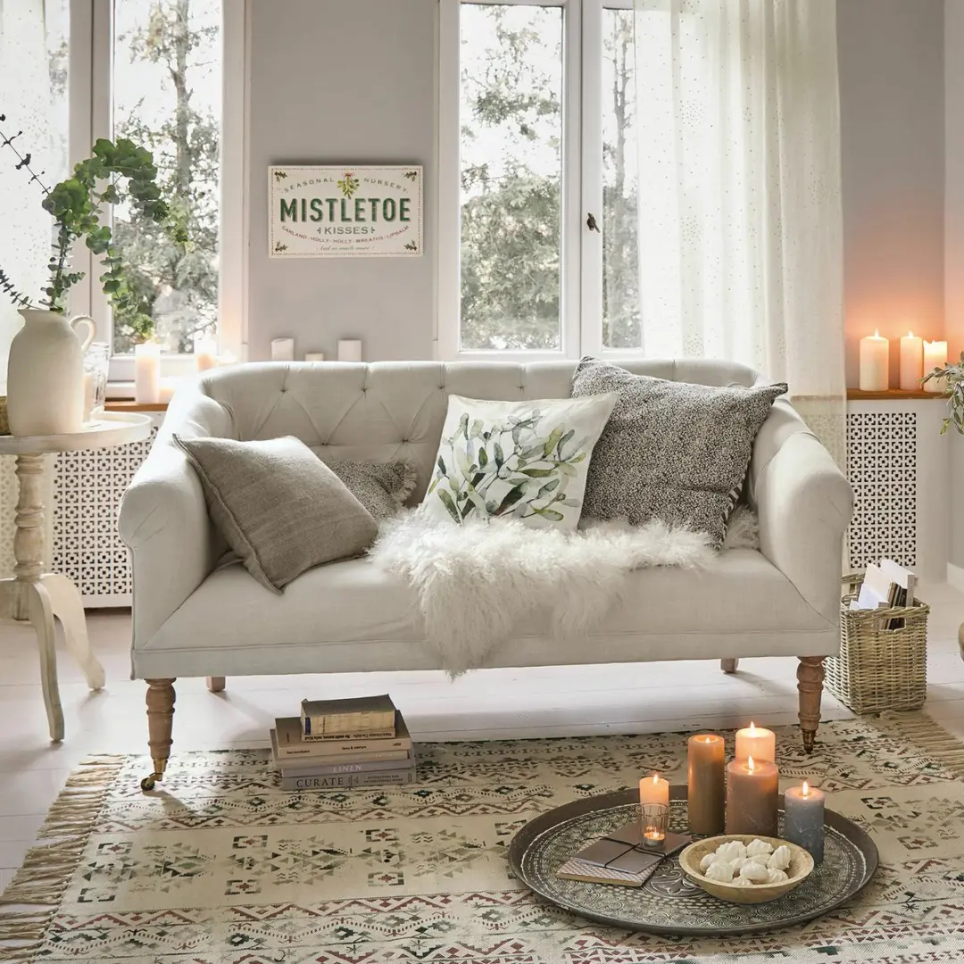 Loberon Kussenhoes Mistletoe - wit/groen - afbeelding 3 van 6