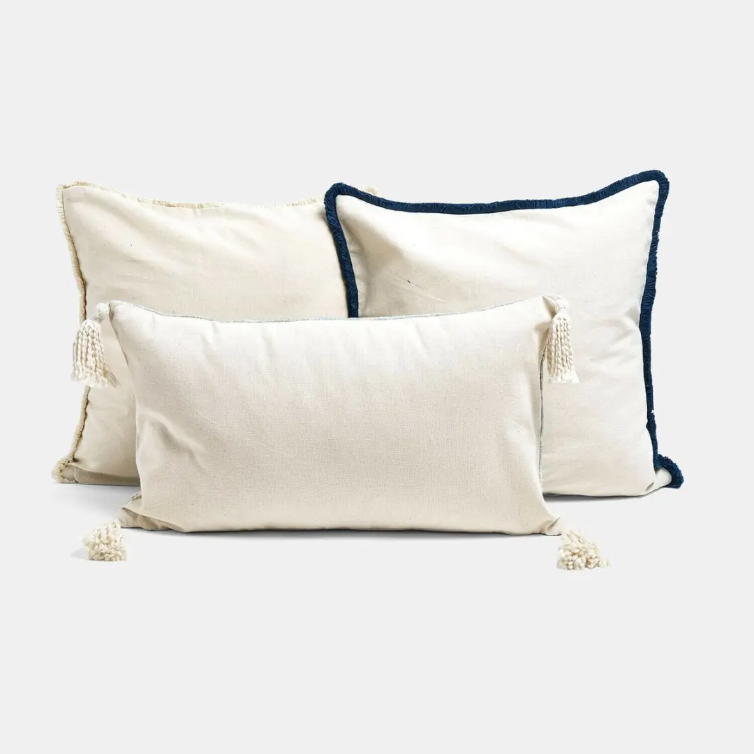 Loberon Kussenhoes set 3 Stuks - wit/blauw - afbeelding 5 van 6