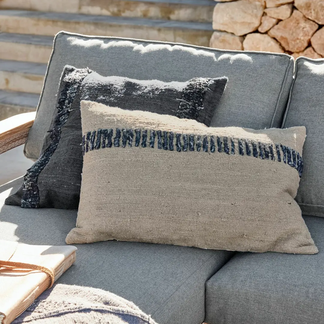 Loberon Kussenhoes Set 2 Stuks - Foix Blauw/Beige - afbeelding 2 van 4