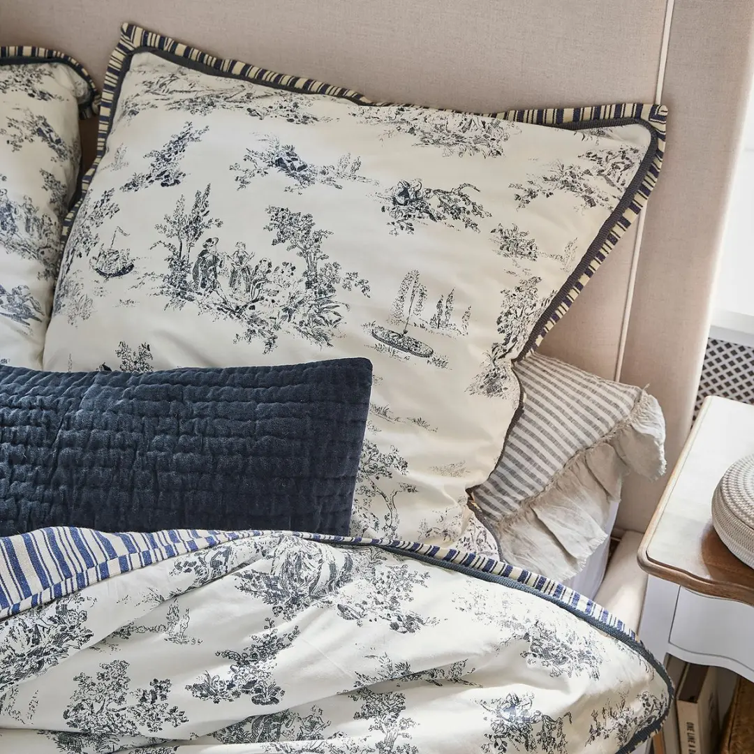 Loberon Felencio Bedgoed - Eenpersoons - Wit/Blauw - afbeelding 5 van 6