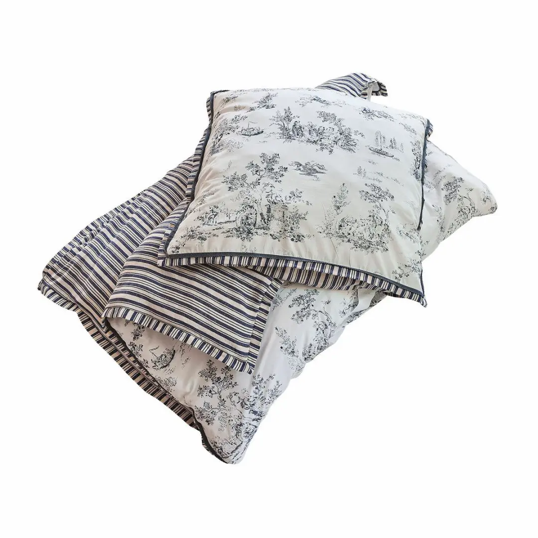 Loberon Felencio Bedgoed - Eenpersoons - Wit/Blauw - afbeelding 6 van 6