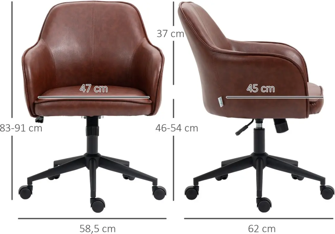 Vinsetto Bürostuhl 921-603V00 - Kantoorstoel - Bruin - afbeelding 4 van 6