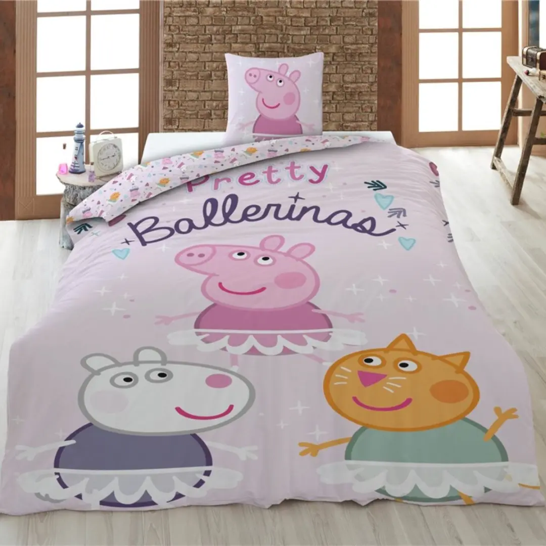 Peppa Pig Dekbedovertrek Friends Eenpersoons 140x200cm - Roze - afbeelding 4 van 4