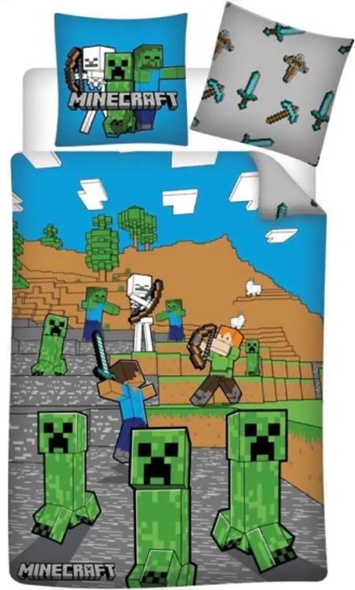 Minecraft Dekbedovertrek fight 140 x 200 cm