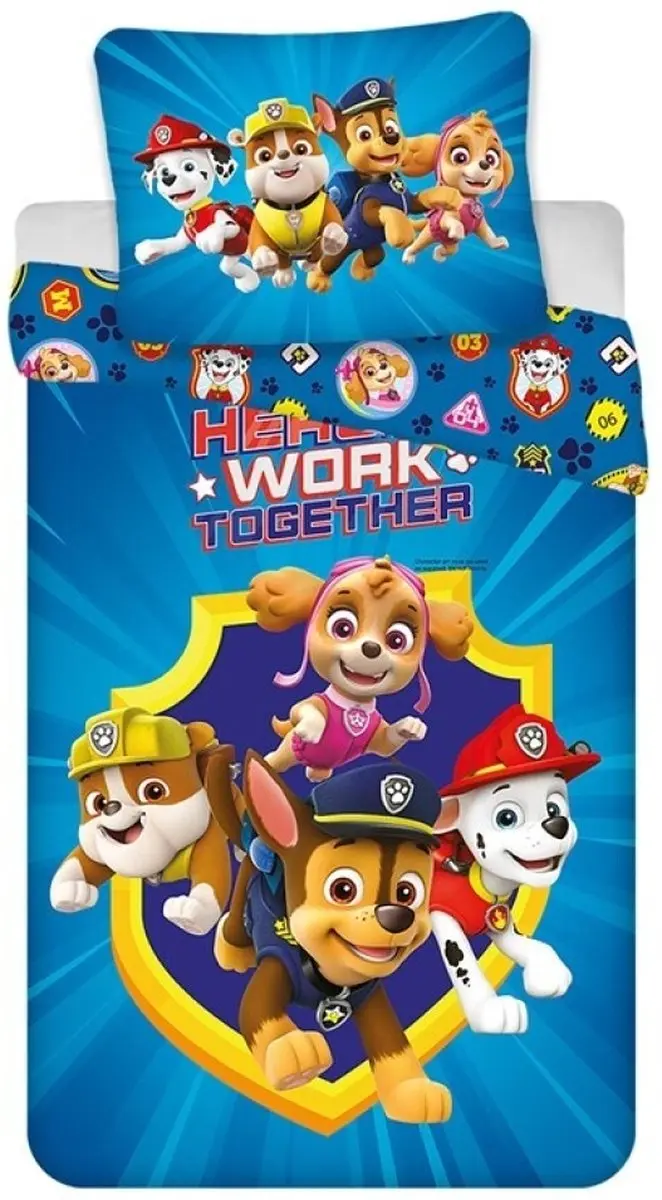 PAW Patrol Dekbedovertrek Hero's Work Together 140x200cm