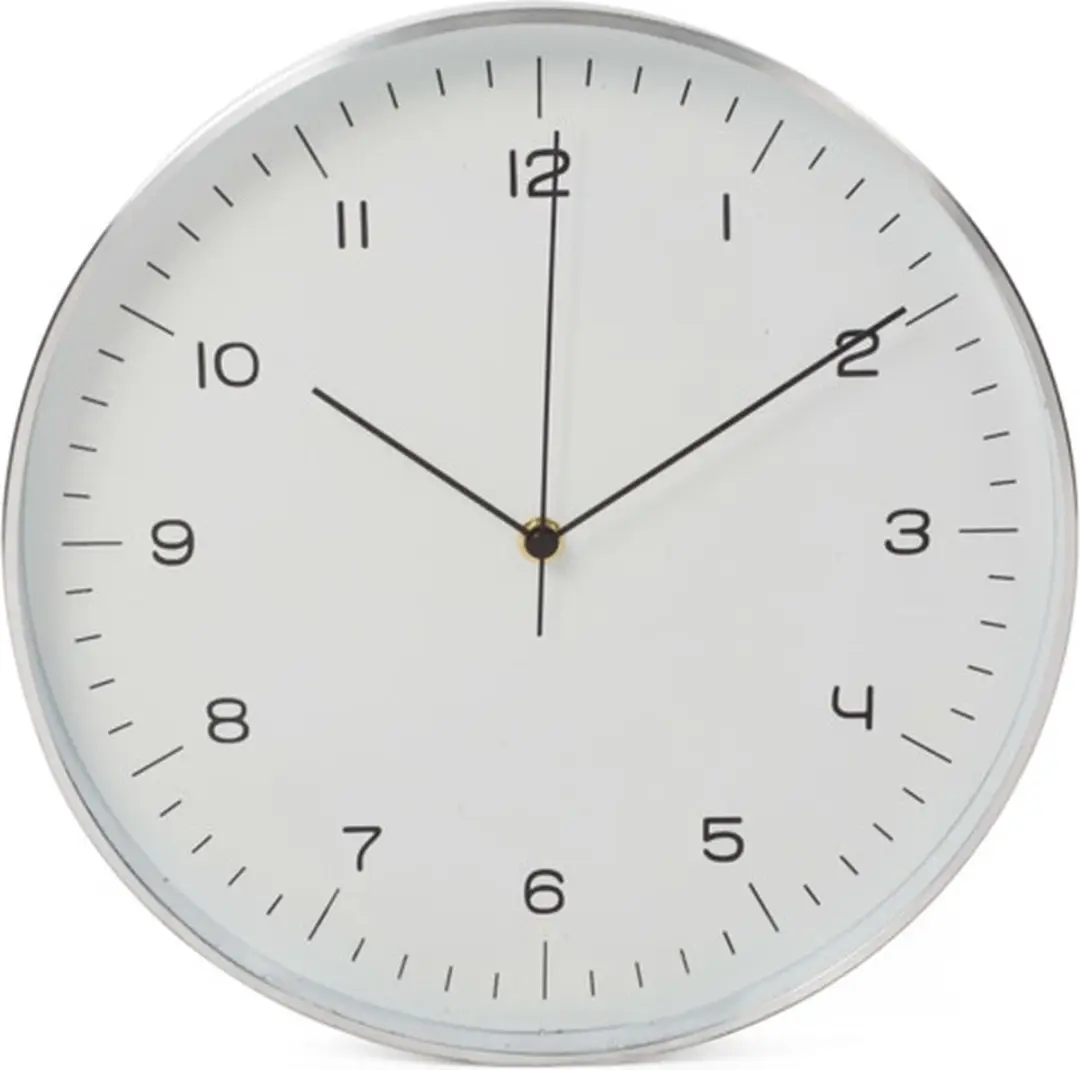 Perel Wandklok 30 cm wit en zilverkleurig