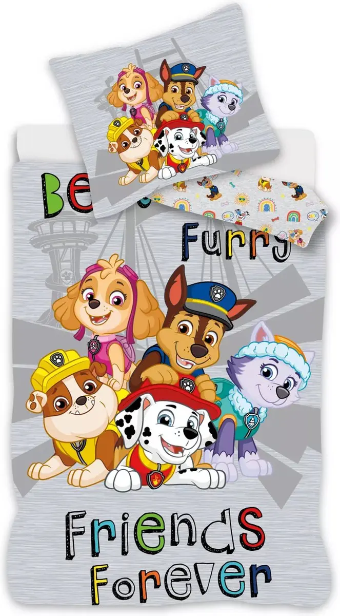 Paw Patrol dekbedovertrek Grijs 140 x 200 cm