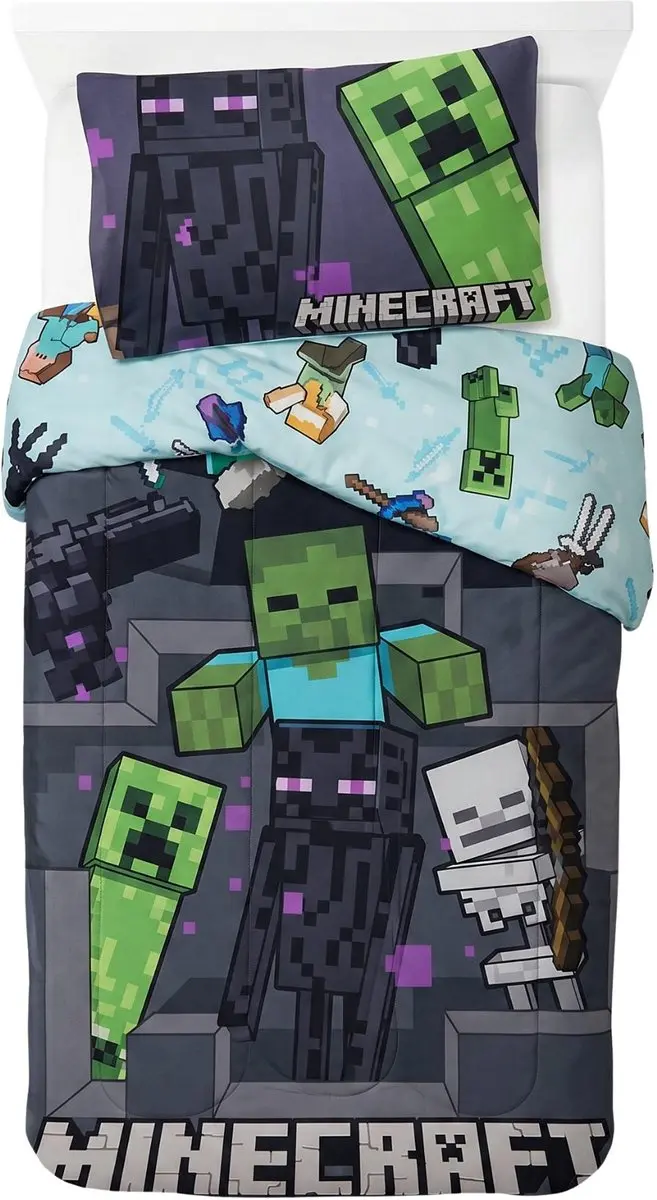 Minecraft Dekbedovertrek Eenpersoons - Meerkleurig - afbeelding 3 van 5
