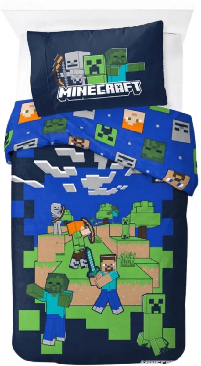 Minecraft Dekbedovertrek Eenpersoons - Meerkleurig - afbeelding 2 van 5