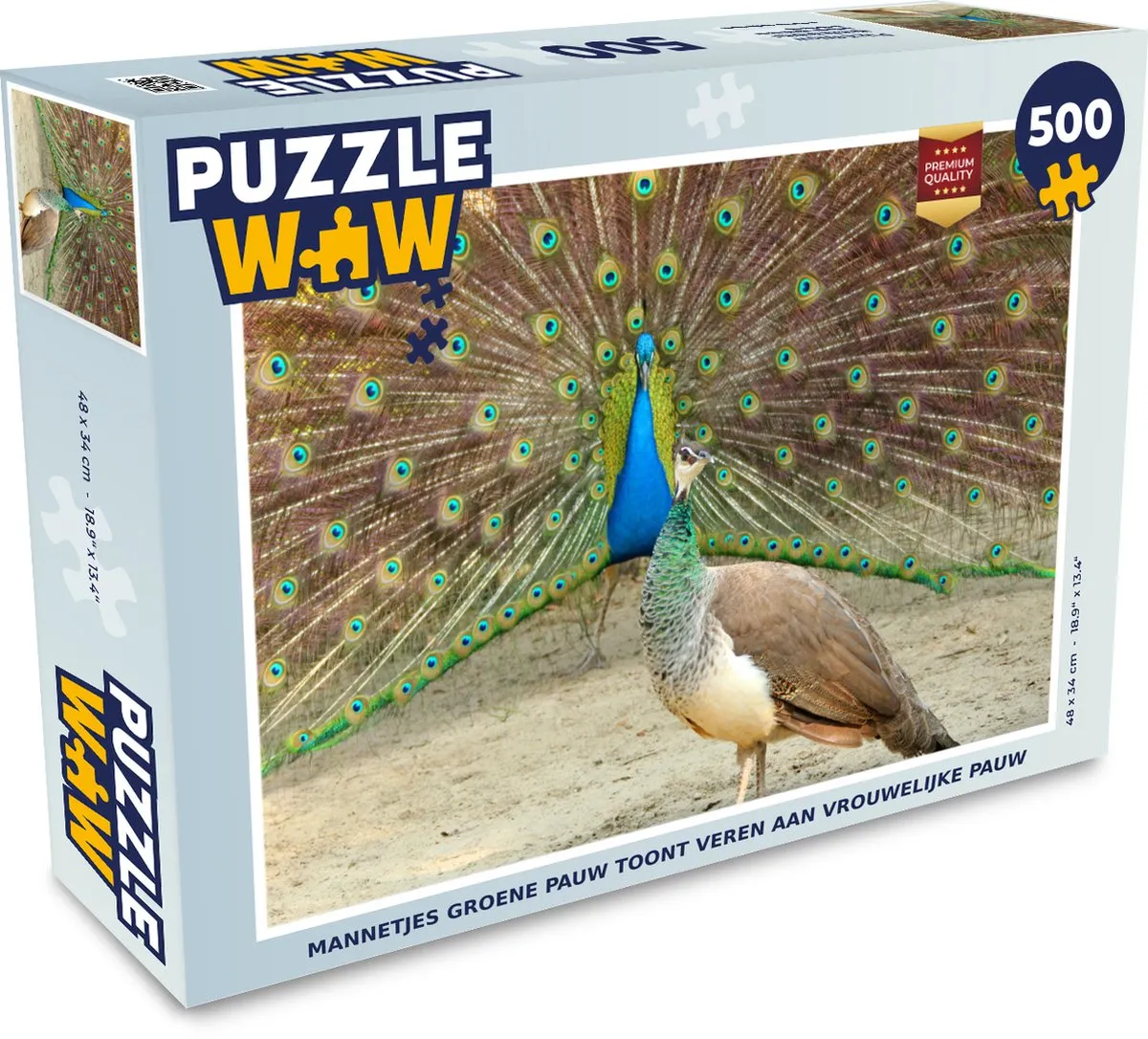 PuzzleWow Pauwen Legpuzzel 500 Stuks