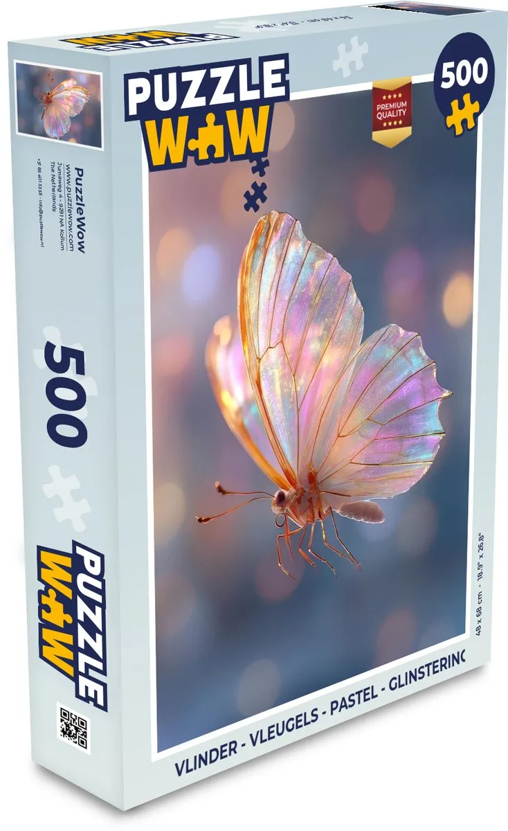 PuzzleWow Vlinder - Glinsterend Legpuzzel 500 Stuks