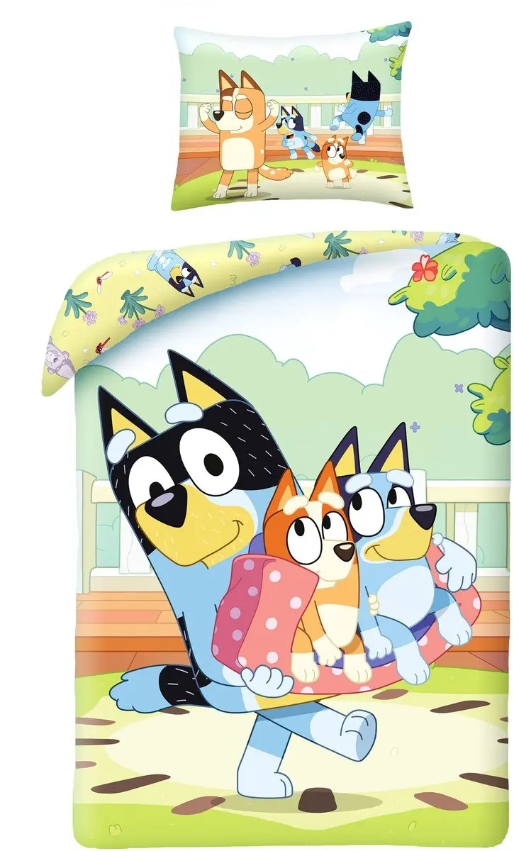 Bluey Dekbedovertrek Bandit, Bluey and Bingo 140 x 200 cm