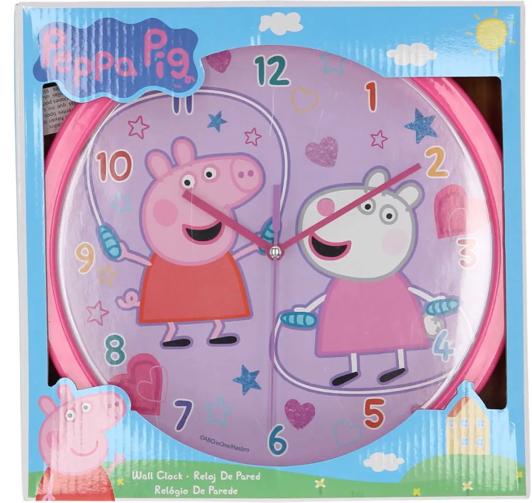Peppa Pig Wandklok Rond 25cm - Roze - afbeelding 3 van 3
