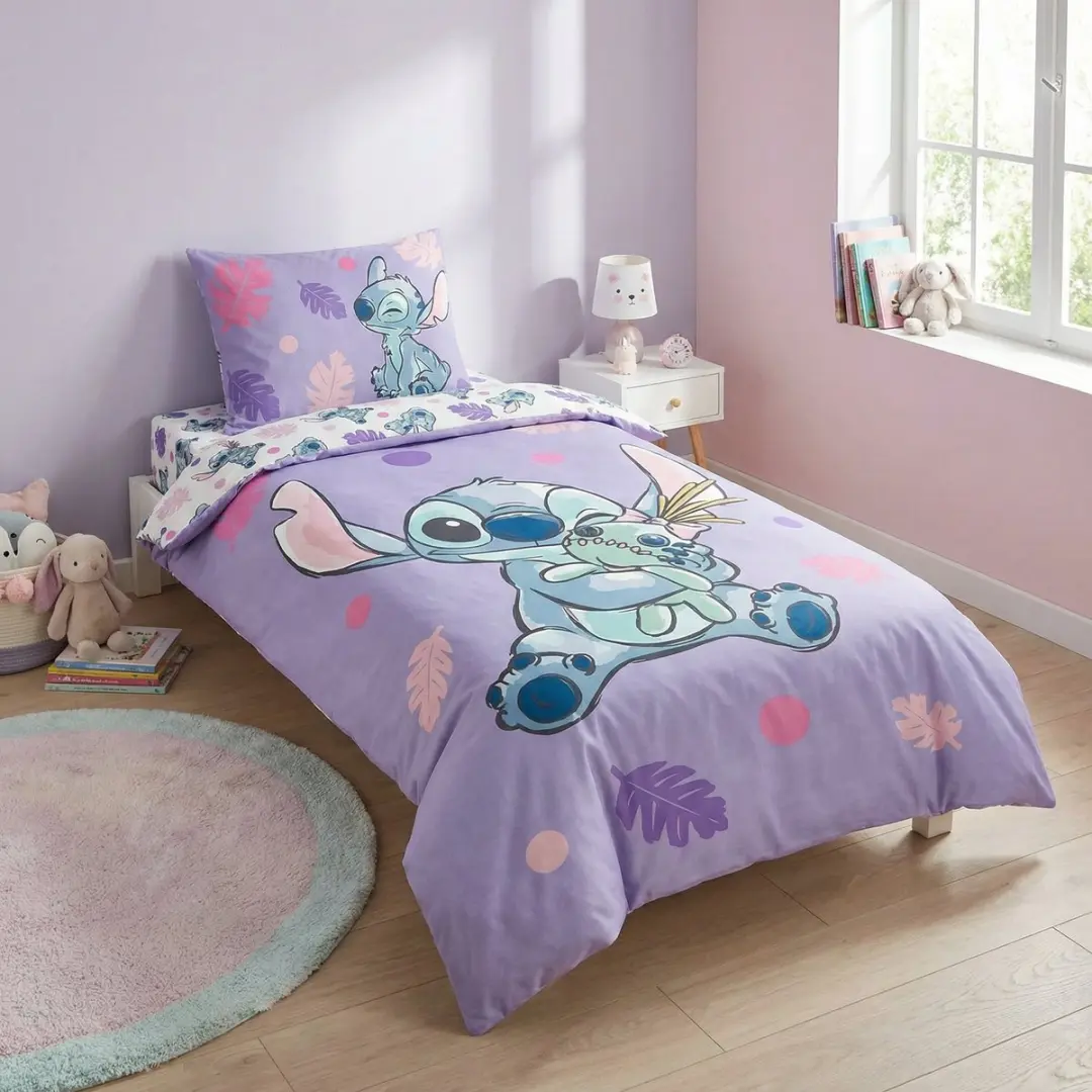 Lilo & Stitch Dekbedovertrek Eenpersoons 140x200cm - Paars - afbeelding 2 van 4