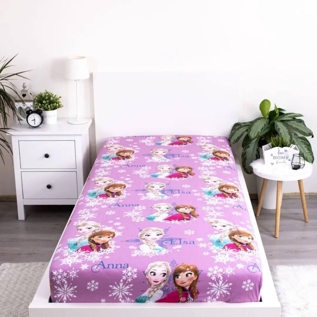 Disney Frozen Hoeslaken - Eenpersoons 90x200cm - Roze - afbeelding 2 van 4