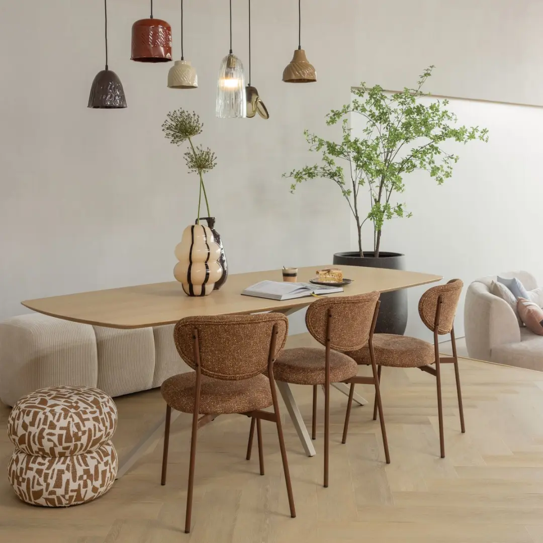WOOOD Anic Poef - Grafisch Patroon Bruin 40x43x43 - afbeelding 3 van 4