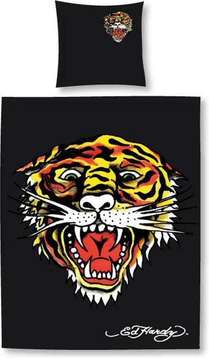 Ed Hardy Dekbedovertrek Tiger Open Mouth