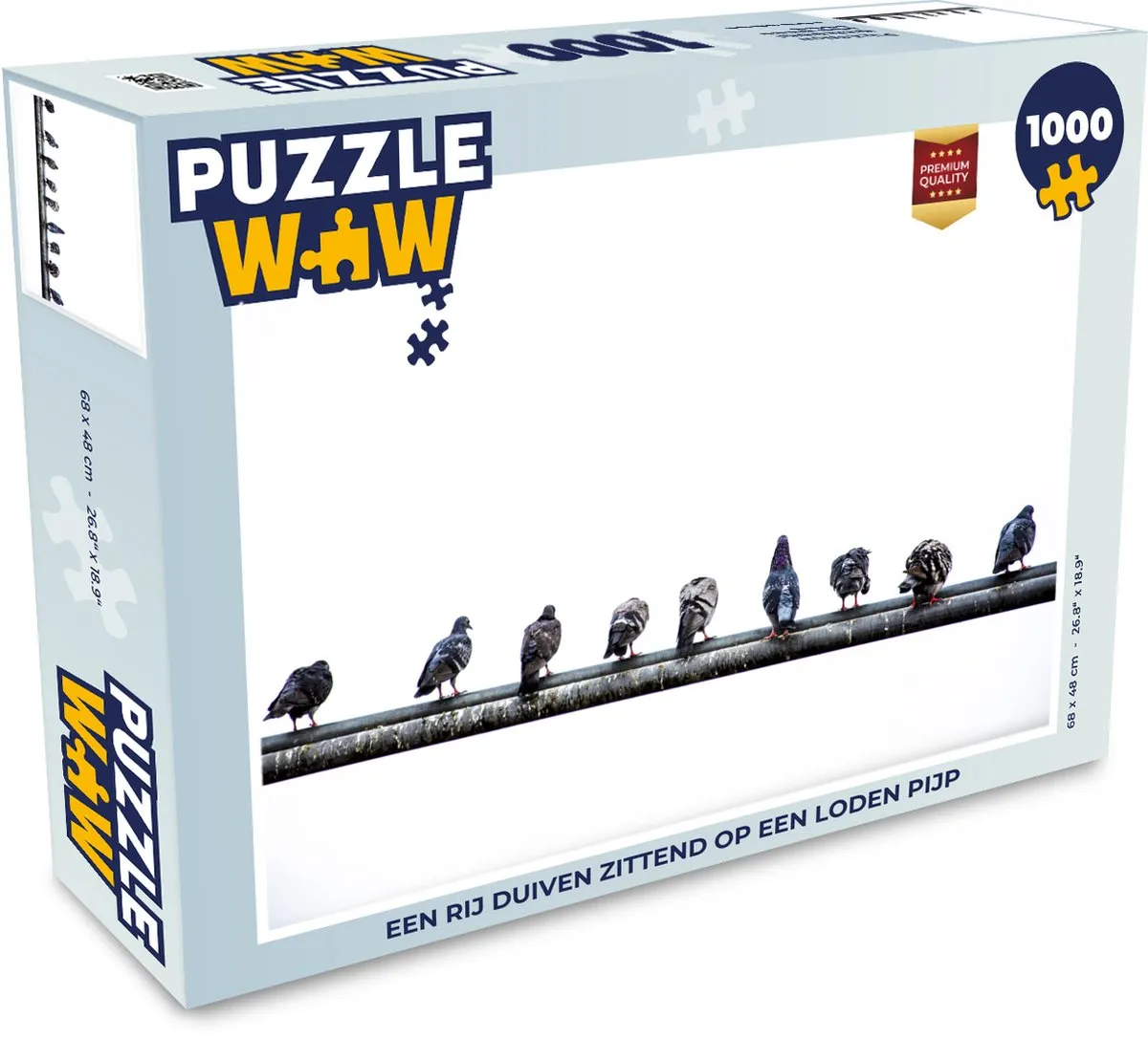 PuzzleWow Legpuzzel Een rij duiven op een loden pijp - 1000 Stuks - Multicolor