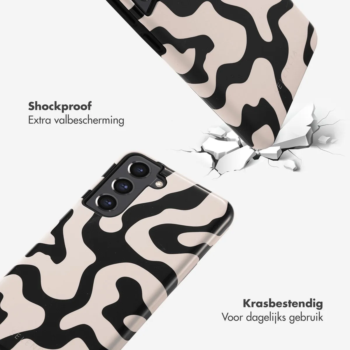 Selencia Hoesje Samsung Galaxy S21 FE - Art Wave Black