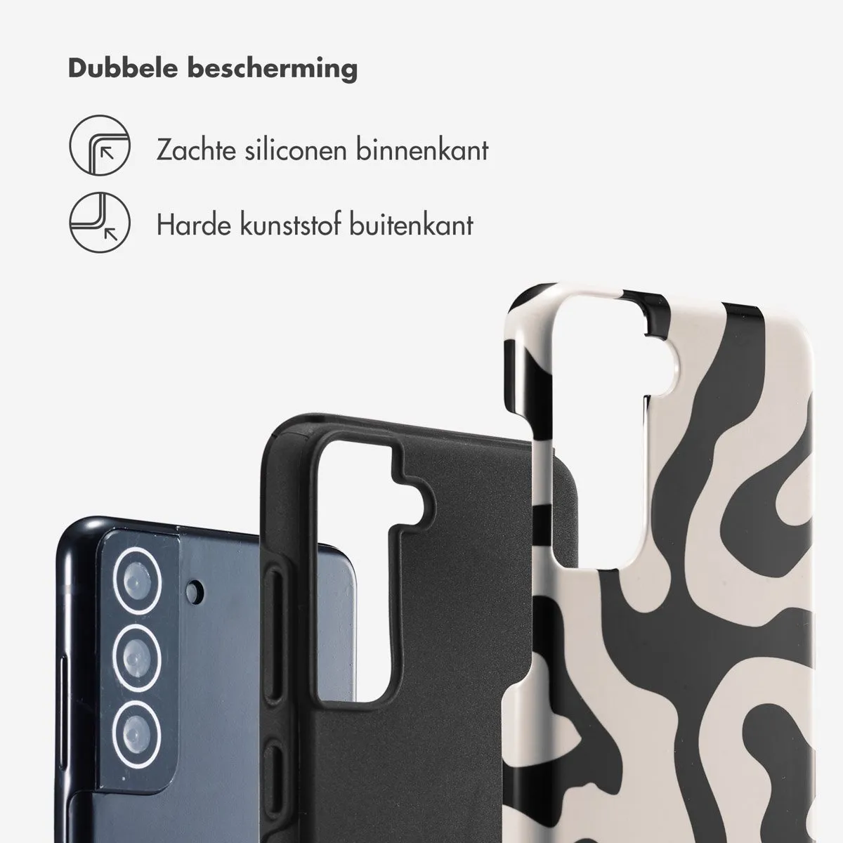 Selencia Hoesje Samsung Galaxy S21 FE - Art Wave Black