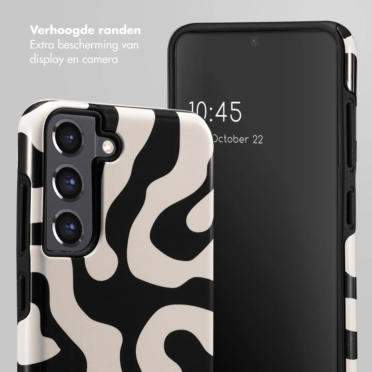 Selencia Hoesje Samsung Galaxy S21 FE - Art Wave Black