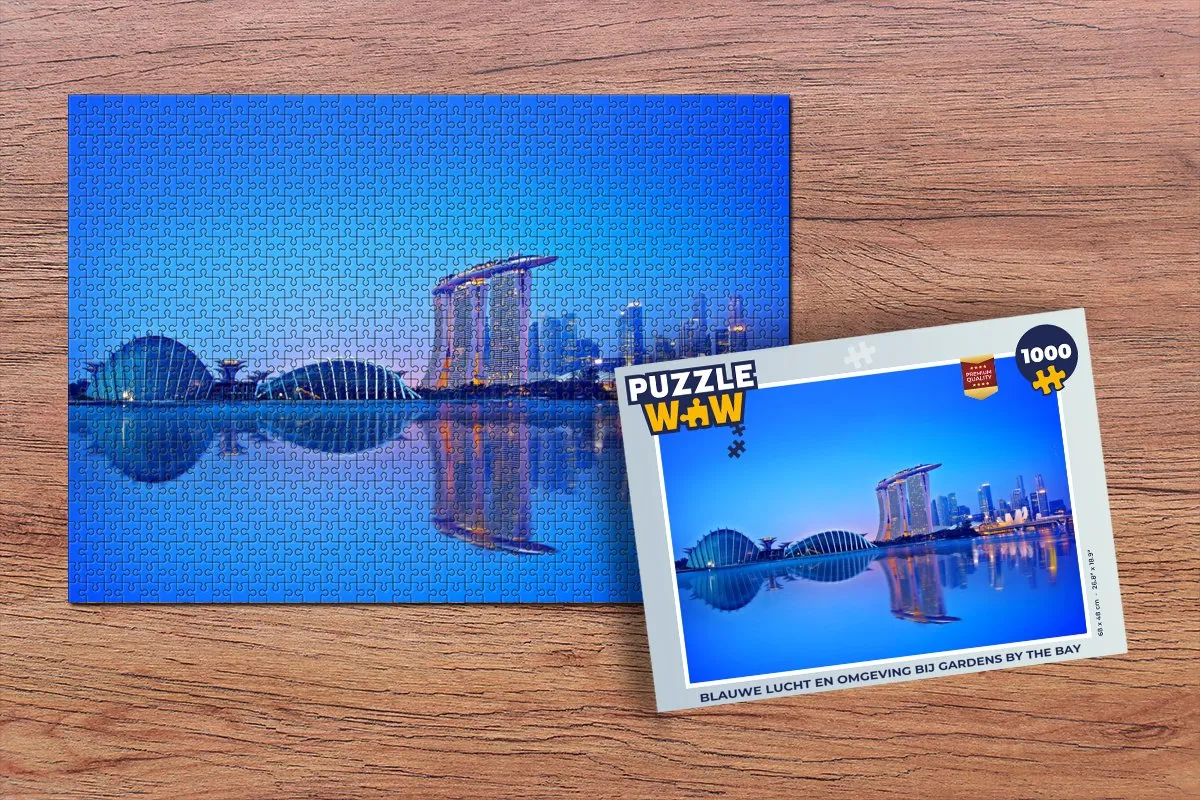 PuzzleWow Legpuzzel Blauwe lucht Gardens by the Bay 1000 Stuks