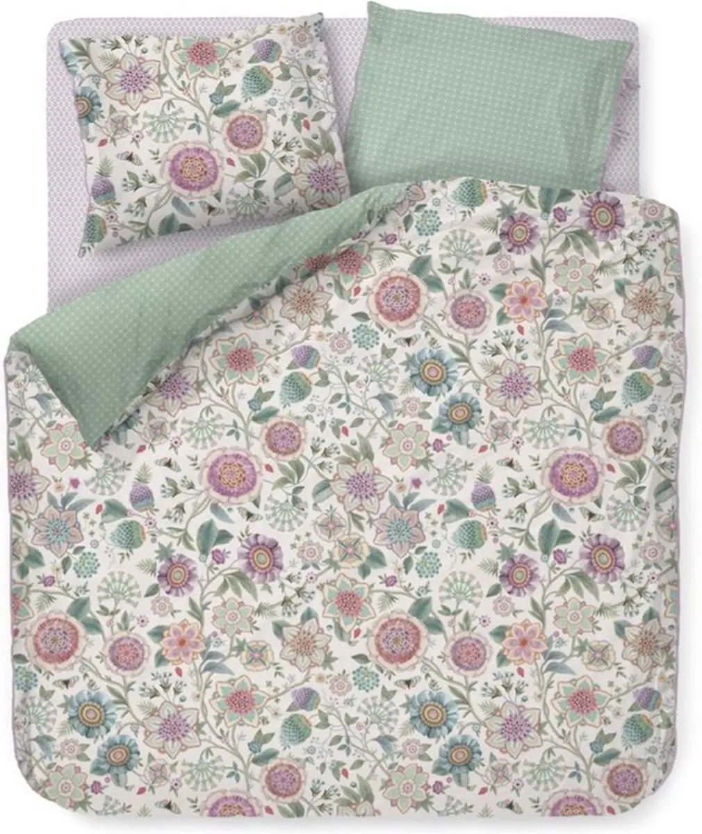 Pip Studio Viva Las Flores Dekbedovertrek - Lits-jumeaux - 240x200/220 cm - Wit