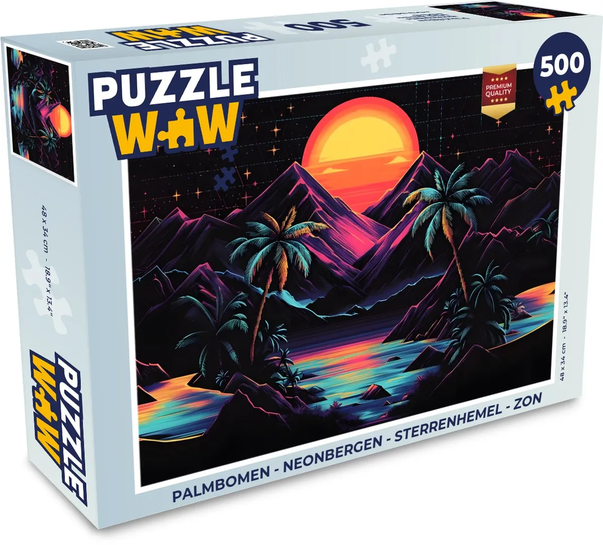 PuzzleWow Neonbergen Legpuzzel 500 Stuks - Palmbomen/Zon