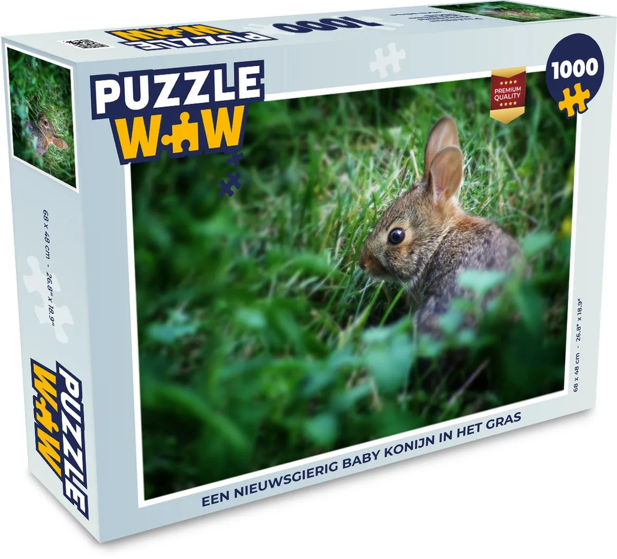 PuzzleWow Konijn Baby Gras Legpuzzel 1000 Stuks