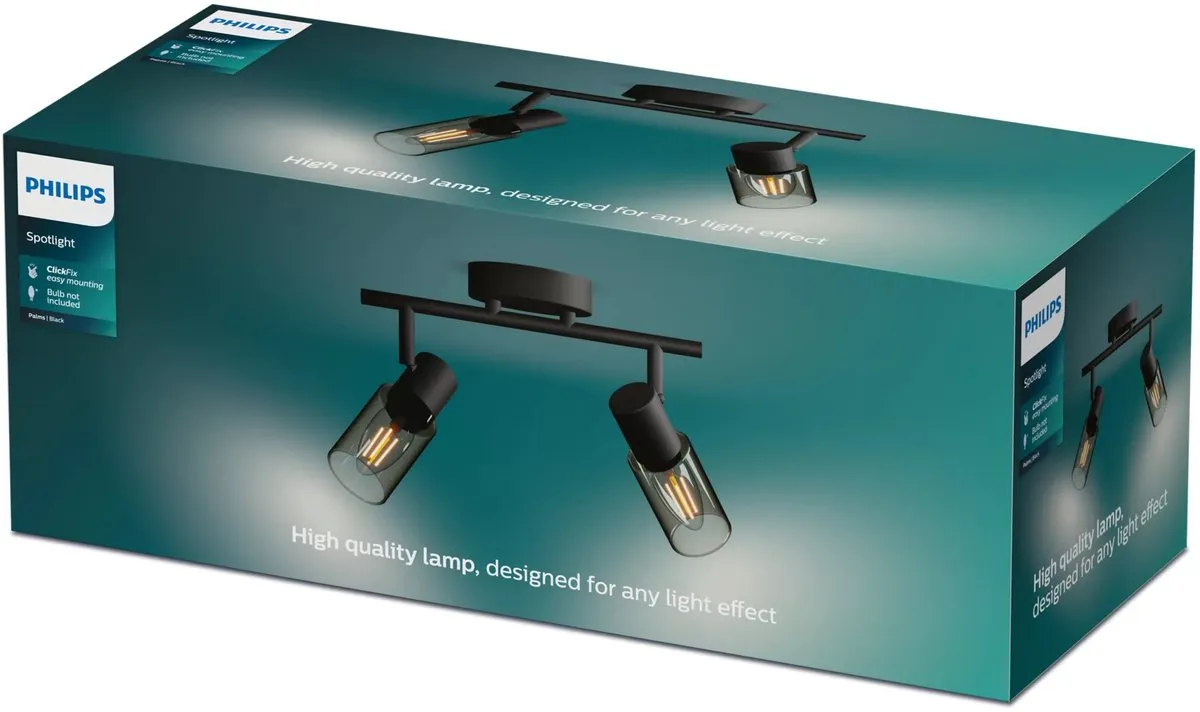 Philips Palms Spot Plafondspot 2x25W - Zwart