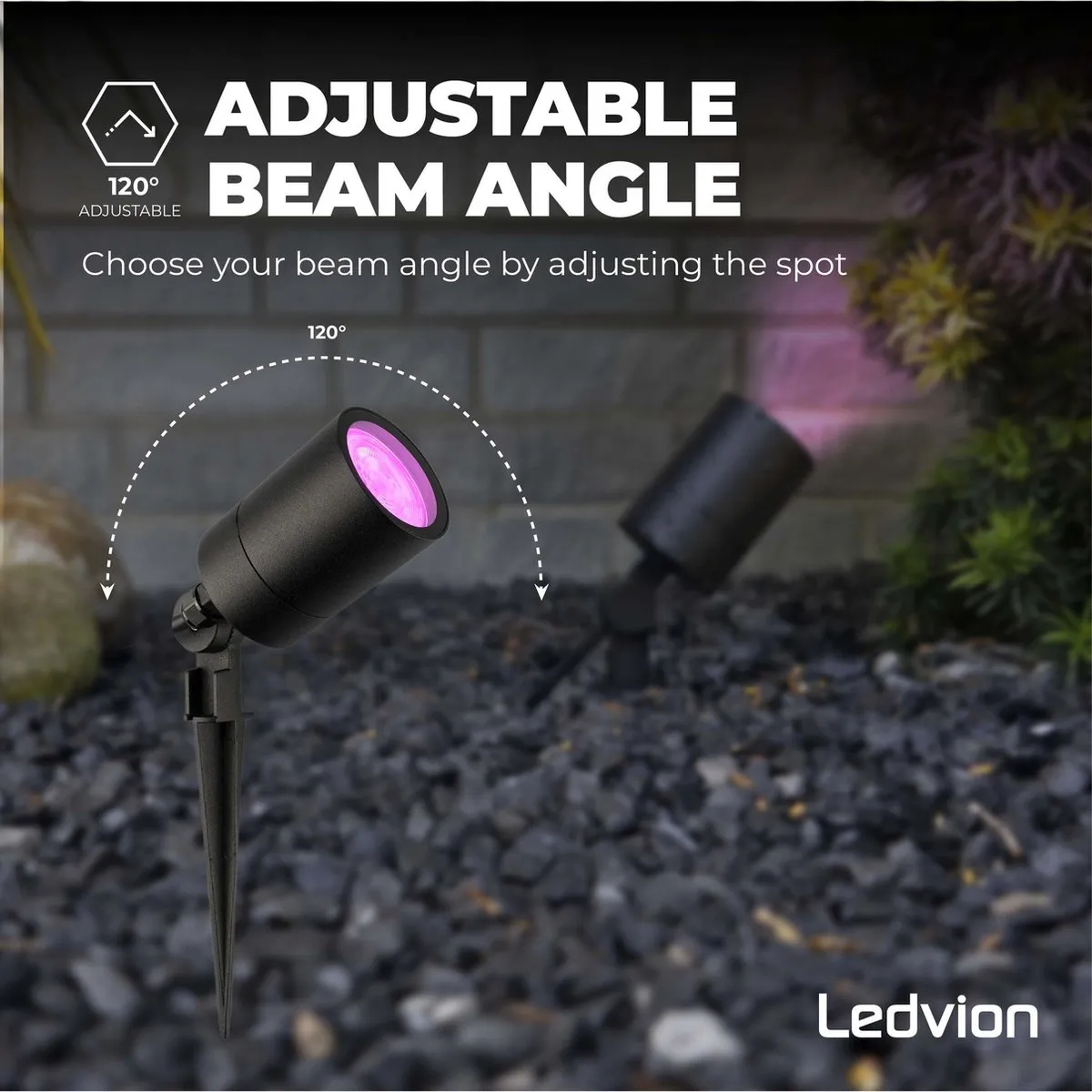 LEDVION 6X RGBWW LED Prikspots - Zwart - IP65