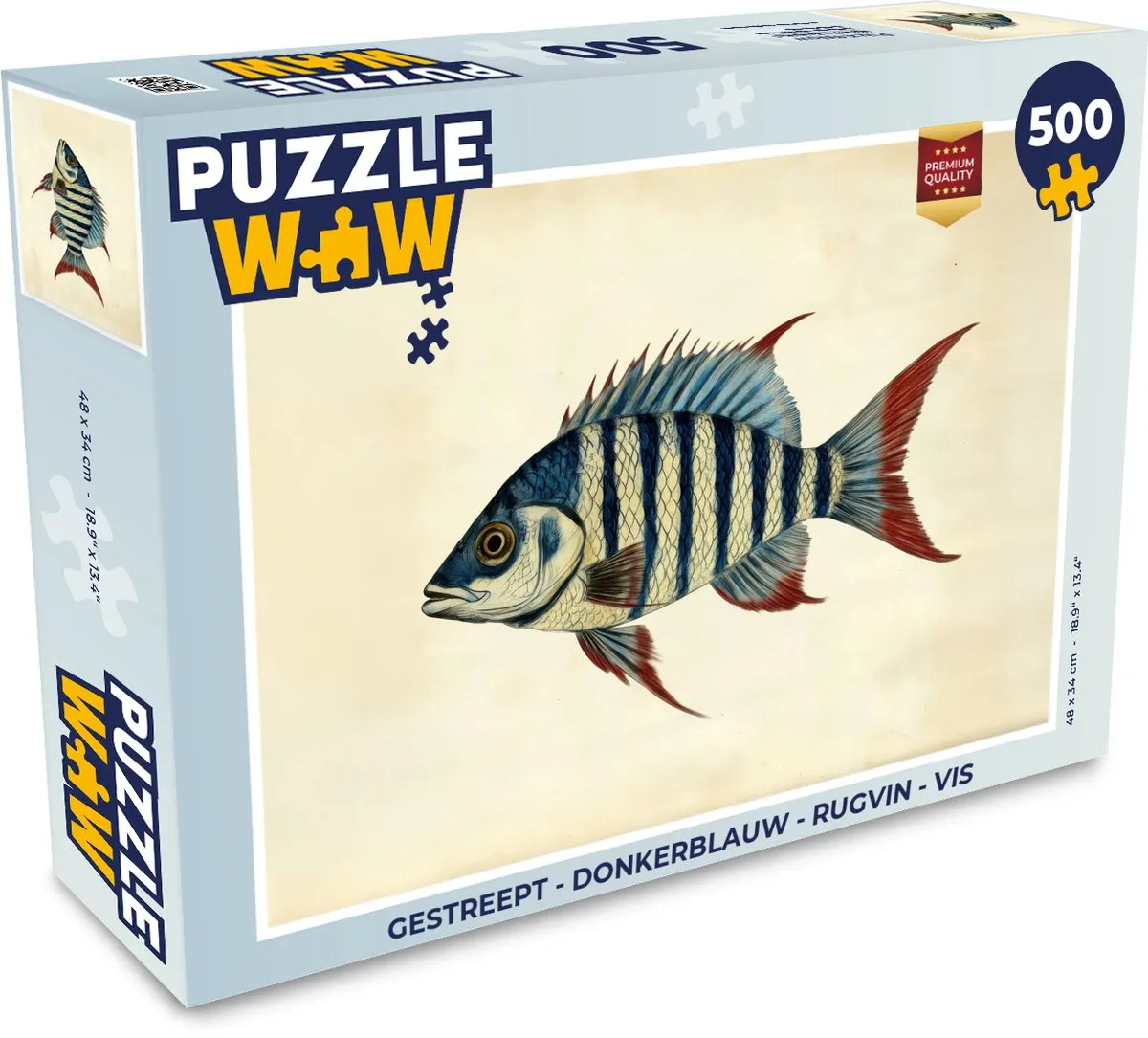 PuzzleWow Gestreept Vis Rugvin Legpuzzel 500 Stuks