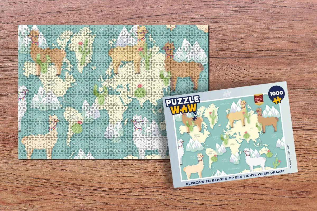 PuzzleWow Wereldkaart Legpuzzel 1000 Stuks - Multicolor