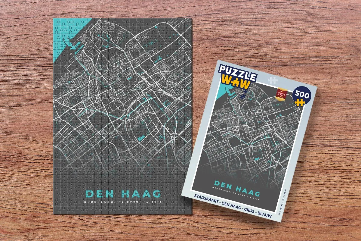 PuzzleWow Stadskaart Den Haag Legpuzzel 500 Stuks - Multicolor