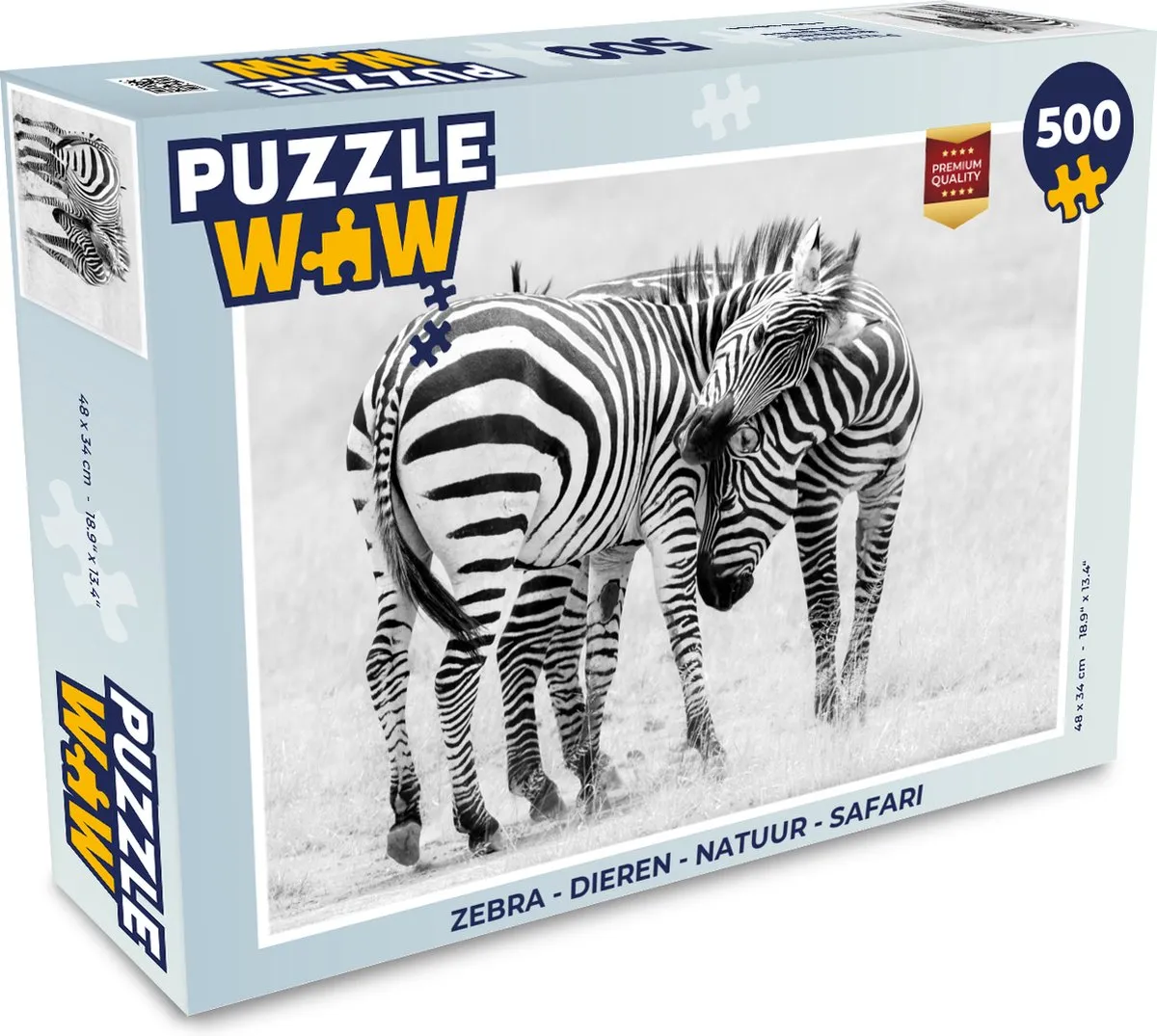 PuzzleWow Zebra Puzzel 500 Stuks - Multicolor