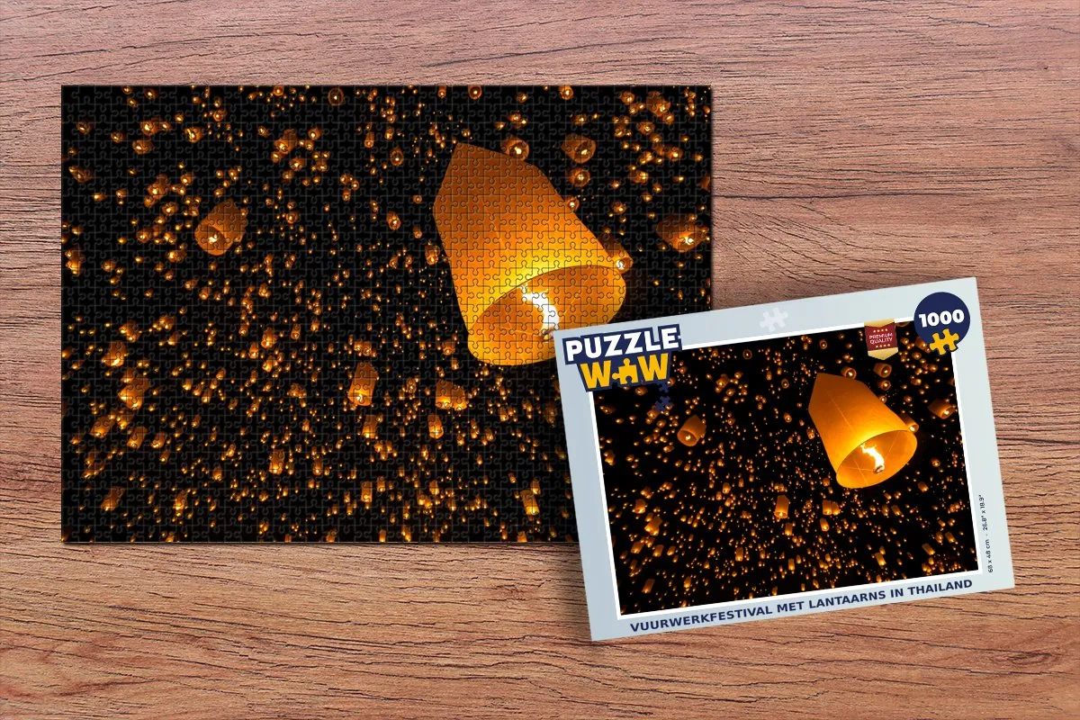PuzzleWow Vuurwerkfestival Thailand Legpuzzel 1000 Stuks - Multicolor
