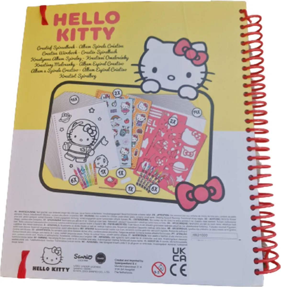 Hello Kitty Super Style Album - Tekenboek met stickers en krijtjes - 14 Pagina's