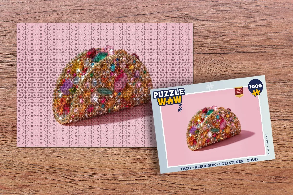 PuzzleWow Taco Legpuzzel 1000 Stuks - Edelstenen & Goud