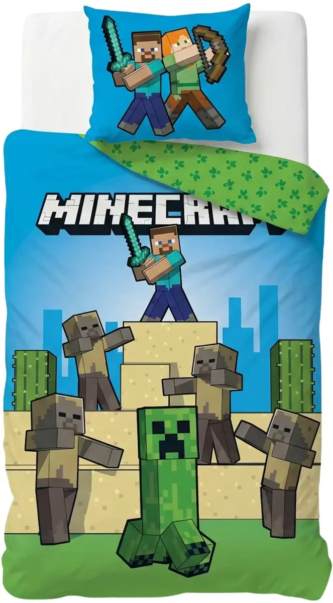 Minecraft Dekbedovertrek Eenpersoons 140x200cm
