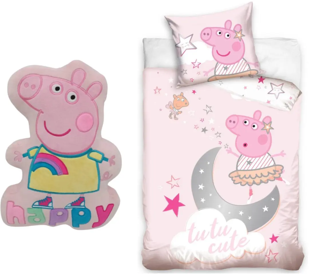 Peppa Pig Eenpersoons Slaapkamerset - Dekbedovertrek & Kussen - 1 Stuk - afbeelding 2 van 2