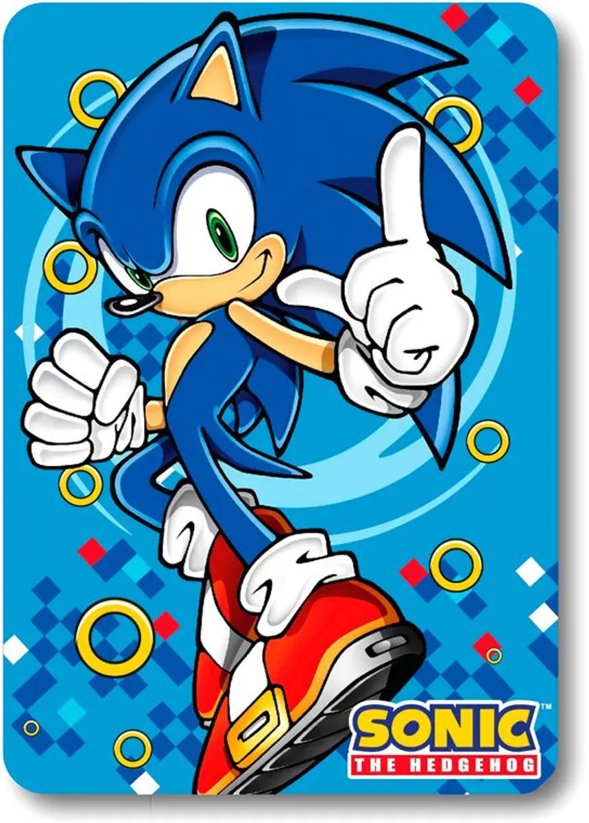 Sonic Slaapkamerset Blauw - Kussen & Fleece Deken - afbeelding 3 van 3