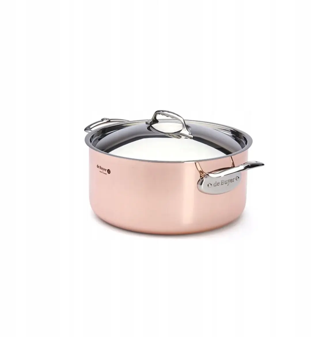 De Buyer Koperen Steelpan met Deksel