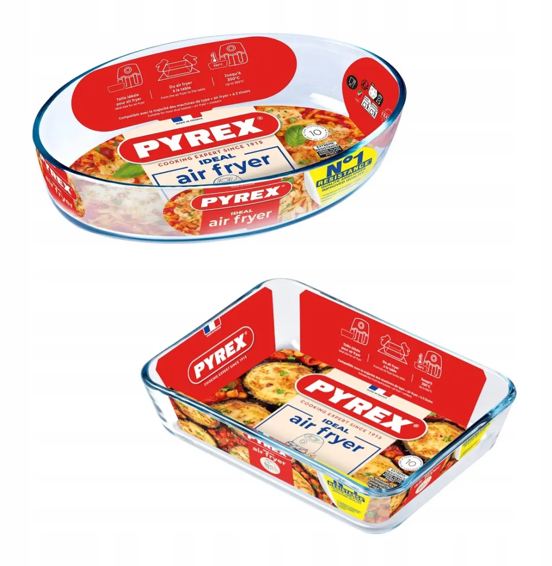 Pyrex Airfryer komset 2 stuks 0,7L + 0,8L hittebestendig glas