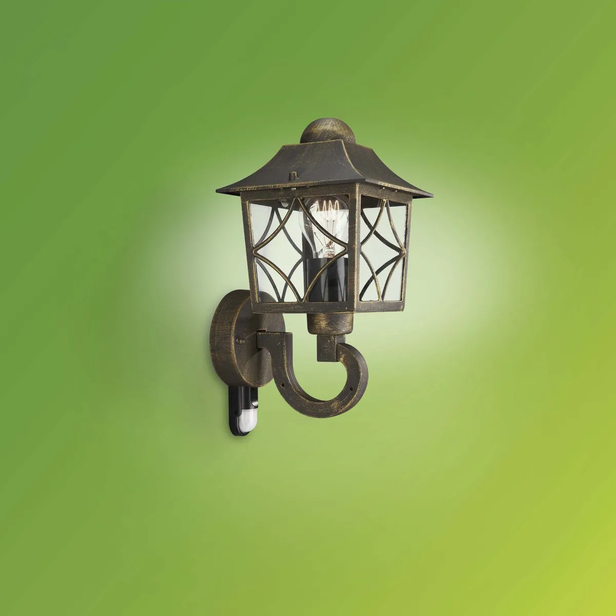Philips LED Cambridge Buitenwandlamp Sensor - 60W - Zwart/Goud