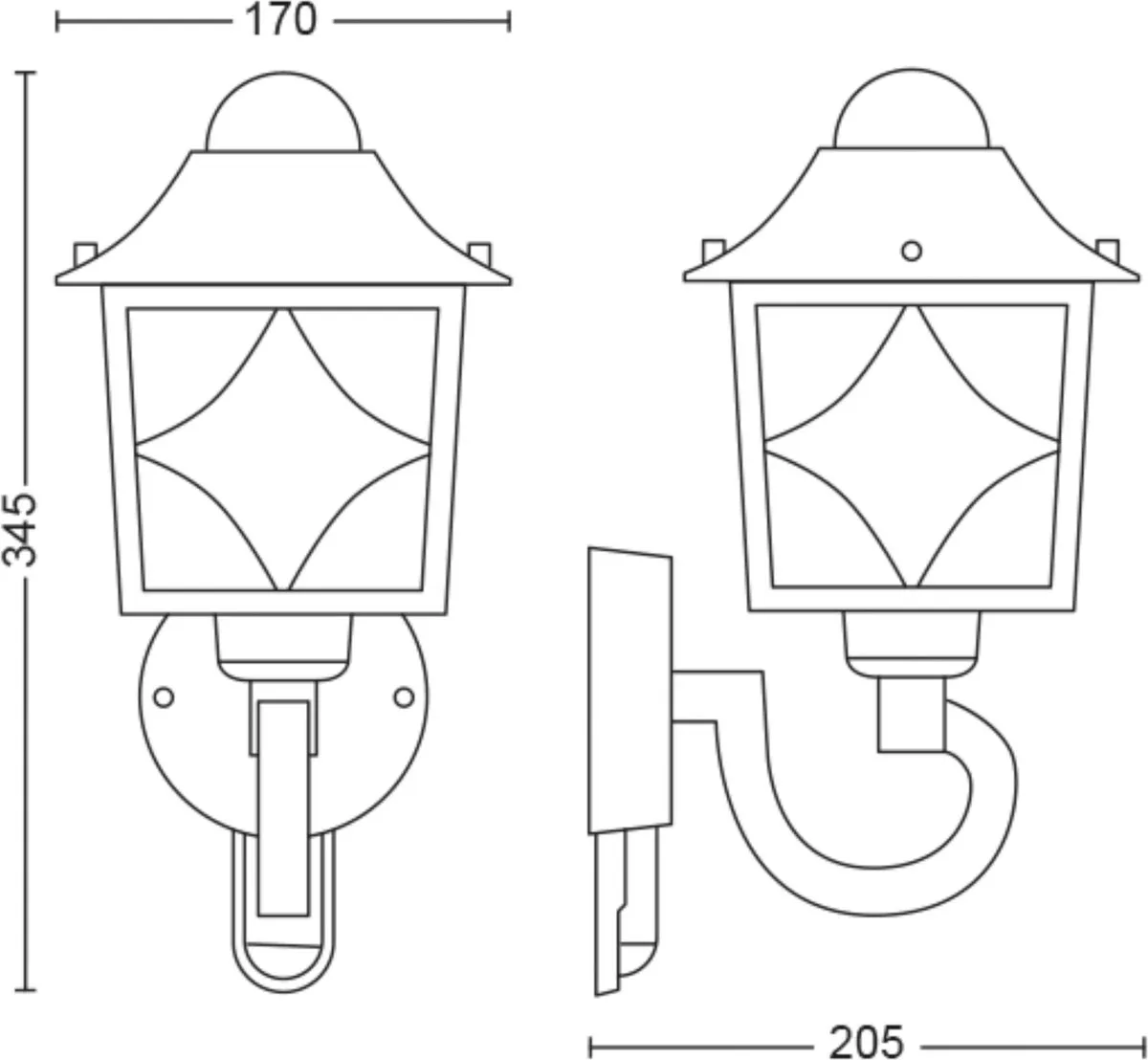 Philips LED Cambridge Buitenwandlamp Sensor - 60W - Zwart/Goud