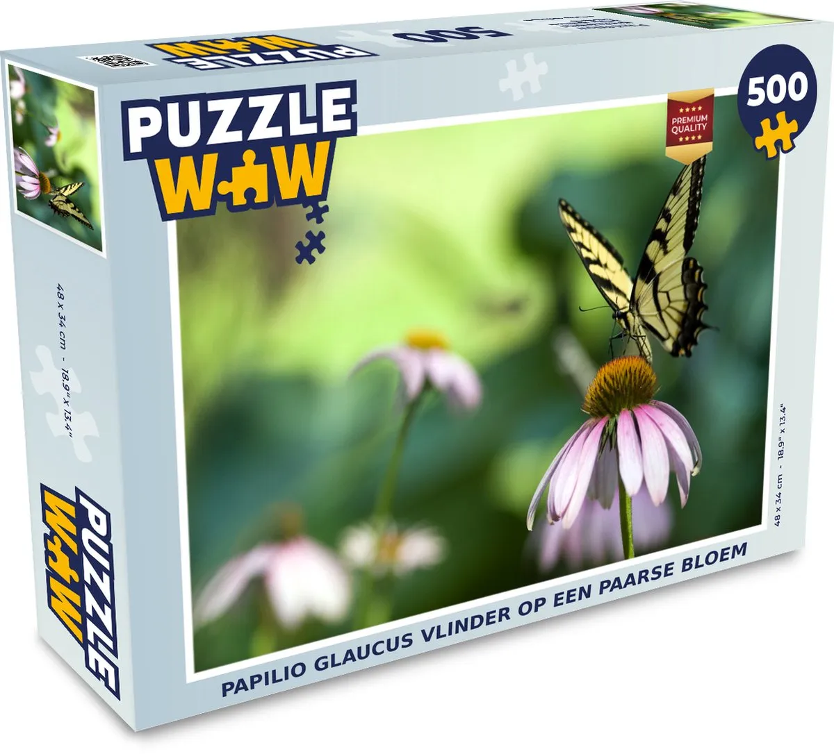 PuzzleWow Papilio Vlinder op Paarse Bloem Legpuzzel 500 Stuks