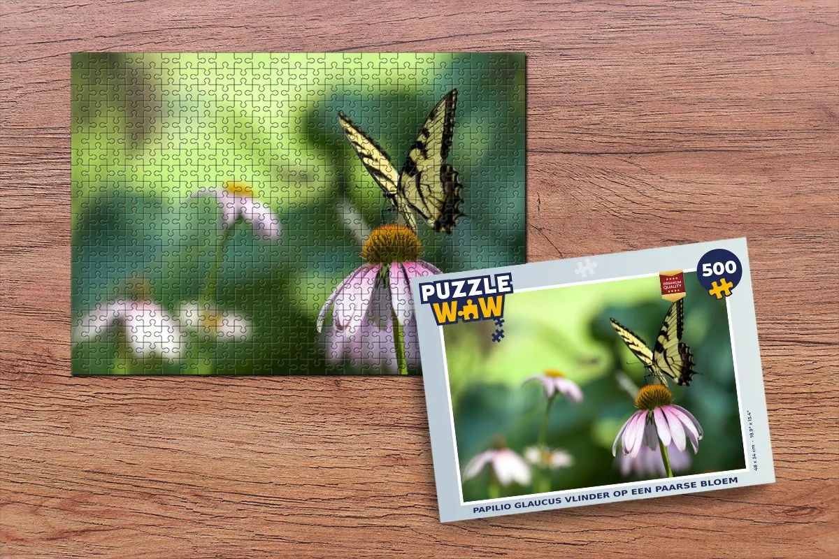 PuzzleWow Papilio Vlinder op Paarse Bloem Legpuzzel 500 Stuks - Multicolor