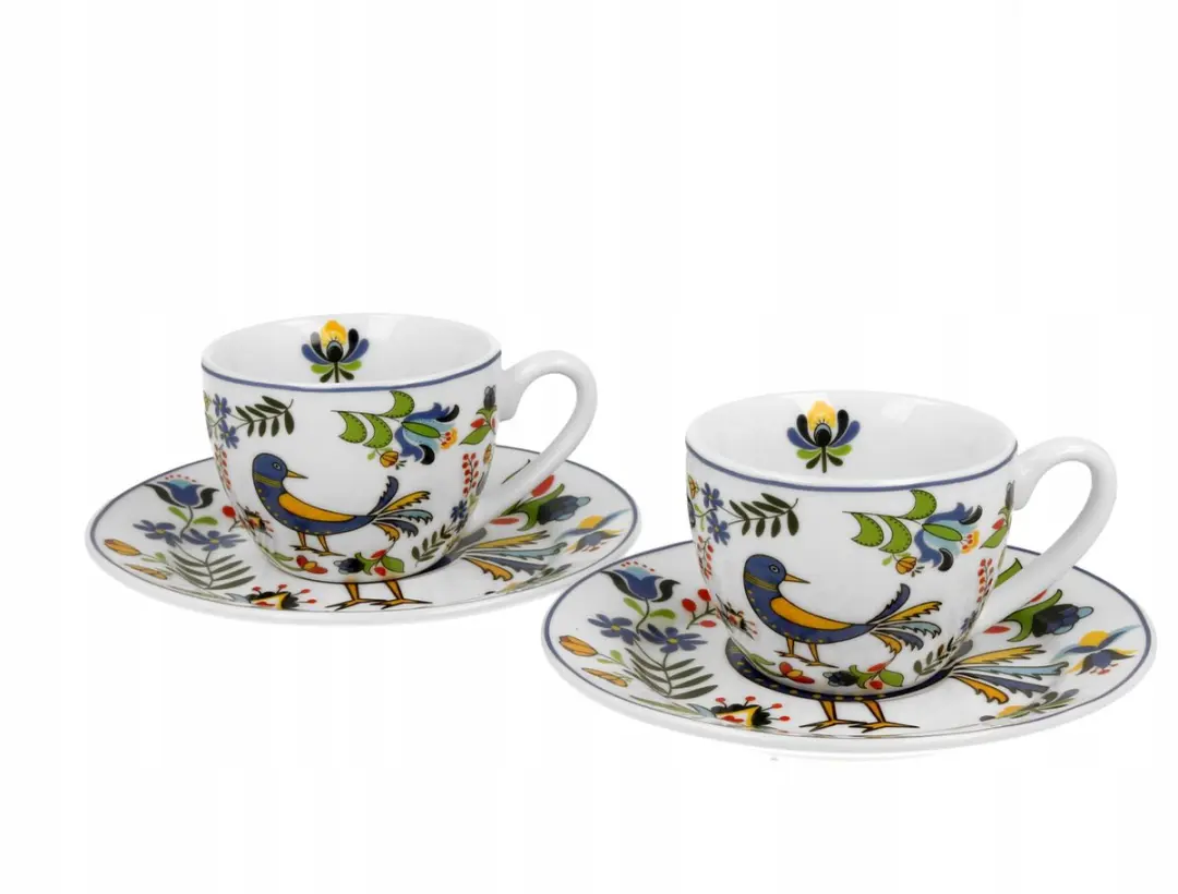 Duo Porseleinen Espressokopjes met Schotels